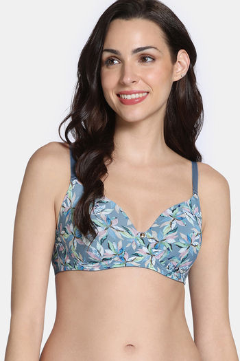 Buy Zivame Padded Non Wired 3/4Th Coverage T-Shirt Bra - Blue Mirage